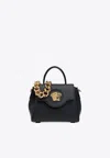 Versace Medusa Patent Leather Top Handle Bag In Black