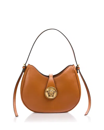 Versace Small Leather Hobo In Red