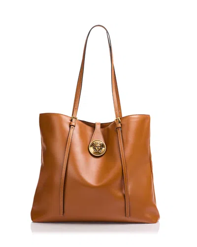 Versace Small Leather Tote Bag In Pink