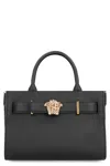 Versace Small Leather Tote In Black