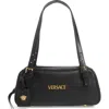 Versace Tag Bowling Shoulder Bag In Black  Gold