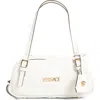 Versace Small Logo East/west Leather Shoulder Bag In Porcelain White  Gold
