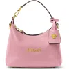 Versace Small Logo Leather Hobo Bag In English Rose  Gold