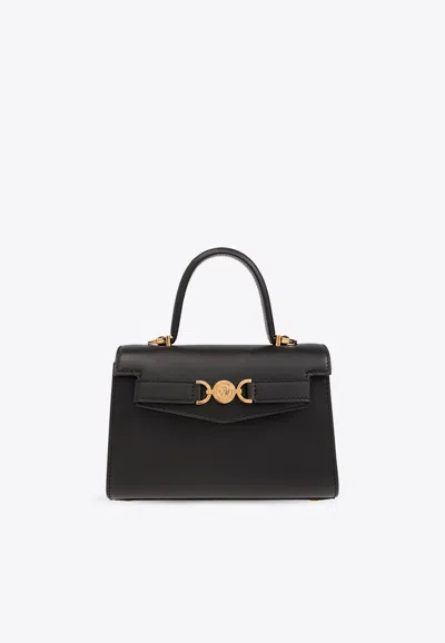 Versace Small Medusa '95 Calf Leather Shoulder Bag In Black