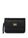 Versace Medusa Plaque Mini Leather Clutch Bag In Black