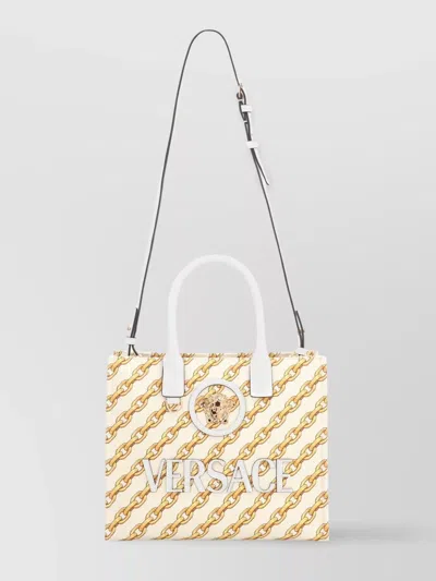 Versace Small Medusa Tote Bag In Neutral