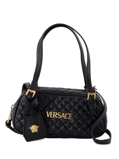 Versace Small Quilted Shoulder Bag In Black