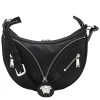 Versace Small Smooth Leather Top Handle Bag In Black