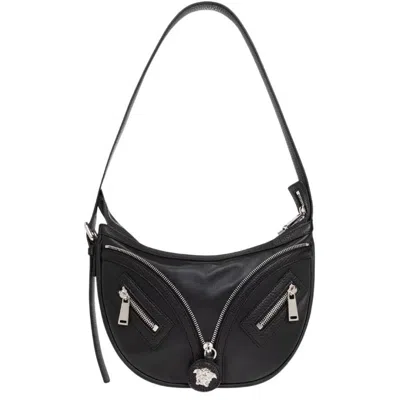 Versace Small Repeat La Medusa Hobo Bag In Black