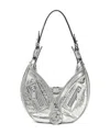 Versace Small Repeat Metallic Shoulder Bag In Gray