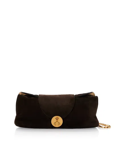 Versace Small Suede Clutch In Brown