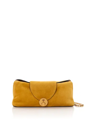 Versace Small Suede Clutch In Gold