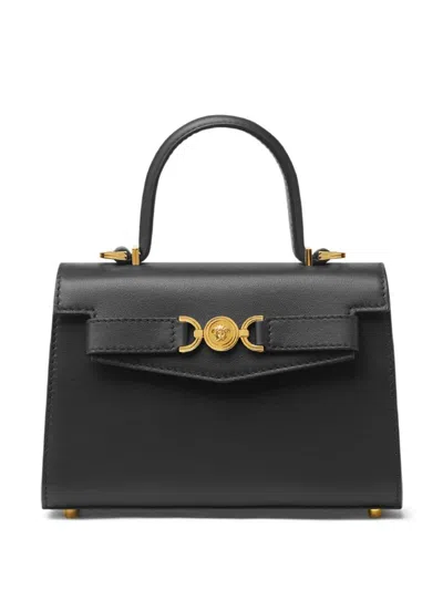 Versace Leather Tote Bag In Black