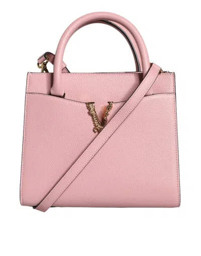 VERSACE SMALL TOP HANDLE GRAINY CALF LEATHER CROSSBODY WOMEN'S BAG