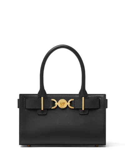 Versace Small Tote Calf Leather In Black
