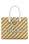 Versace Women's Canvas Small Chain Stripes La Medusa Shopping Bag