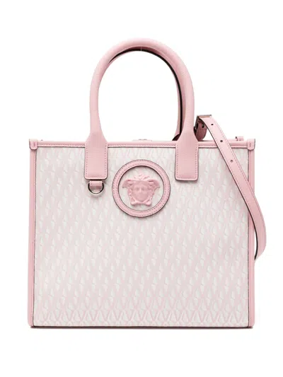 Versace Small V Allover La Medusa Tote Bag In Pink