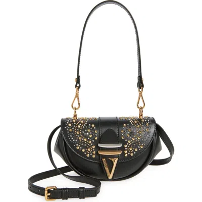 Versace Small Virtus Leather Shoulder Bag