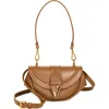 Versace Small Virtus Leather Shoulder Bag In Brown