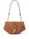 Versace Small Virtus Leather Shoulder Bag In Brown