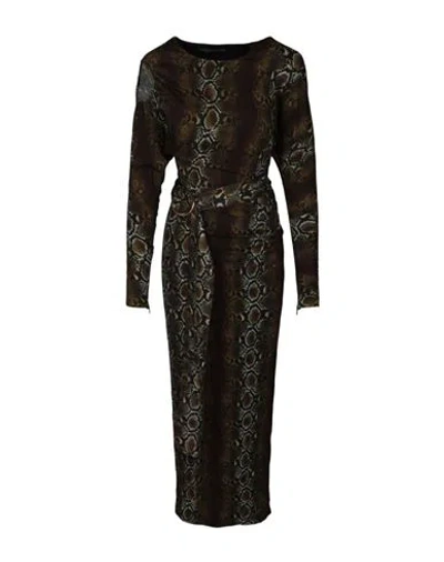 Versace Snake Printed Long Sleeve Dress Woman Maxi Dress Multicolored Size 6 Viscose, Elastane In Fantasy