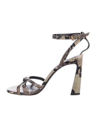 Pre-owned Versace Snakeskin Animal Print Sandals In Blue