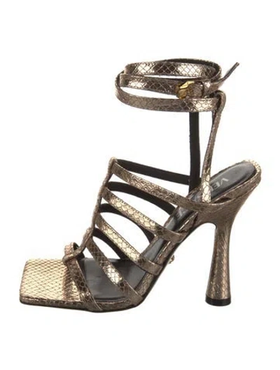 Pre-owned Versace Snakeskin Gladiator Sandals In Gold