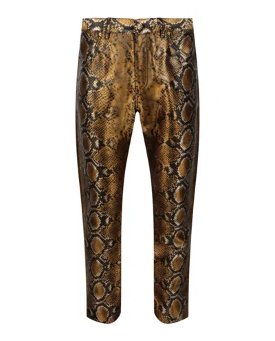 Versace Snakeskin Print Pants In Brown