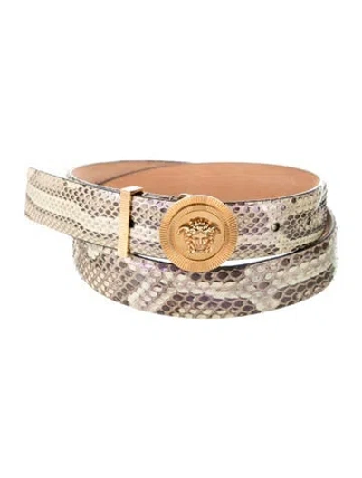 Pre-owned Versace Snakeskin Waist Belt In Neutrals