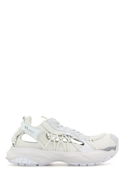 VERSACE VERSACE WHITE LEATHER AND FABRIC VERSACE MERCURY M_VS_01 SNEAKERS