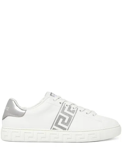 Versace Sneaker Calf Leather Shoes In White