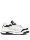 Versace White And Black Sneaker With Inserts And Chunky Sole In Leather Man In Black