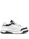 Versace White And Black Sneaker With Inserts And Chunky Sole In Leather Man In Black