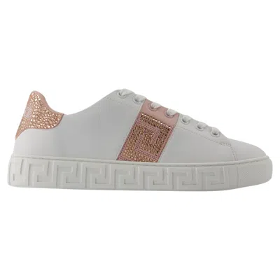VERSACE SNEAKERS - VERSACE - COTTON - WHITE/PINK