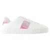 Versace Embroidered Greca Leather Sneaker In White