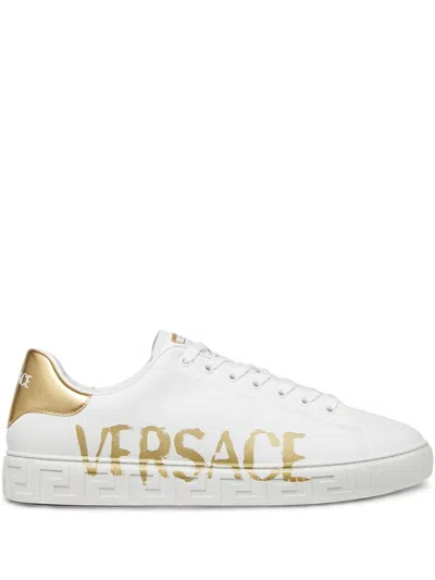 Versace Logo Greca Low-top Sneakers In White