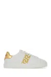 Versace Leather Sneakers Greca Embroidered Detail Gold Accents