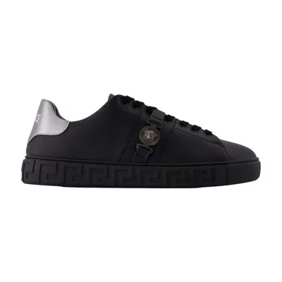 Versace Greca La Medusa-embellished Sneakers In Black