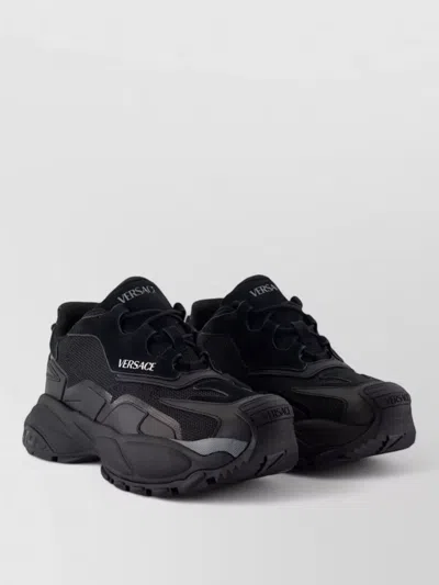 Versace Sneakers Chunky Sole Mesh Panels Design In Black