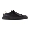 Versace Greca Leather Sneakers In Black