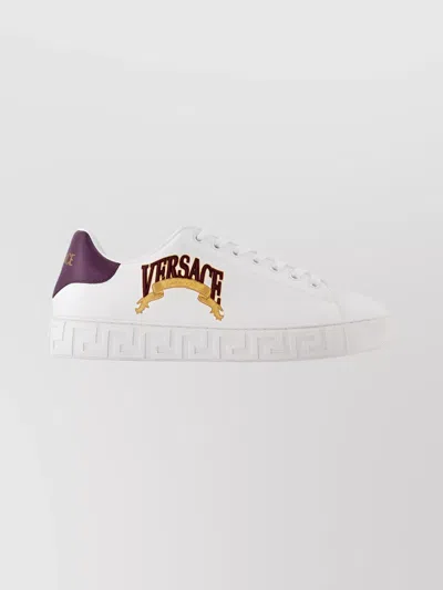 Versace Sneakers Synthetic Leather Low-top Round Toe In Animal Print