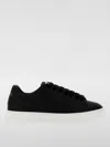 Versace Man Black Leather Sneakers In 黑色