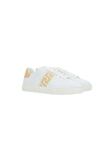 Versace Sneakers In White+gold