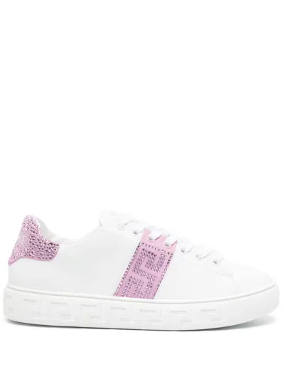 Versace Sneakers In White / Pale Pink