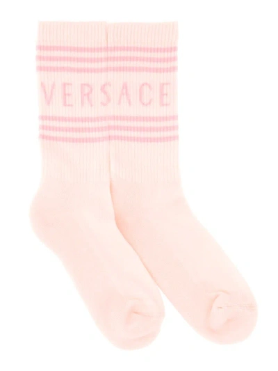 Versace Sock With Logo In Pink