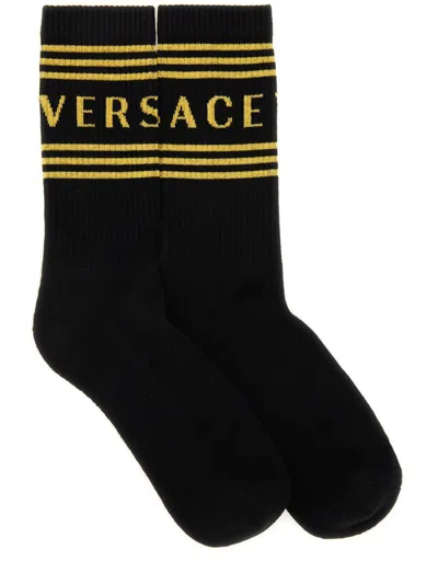 Versace Socks With Logo In Black