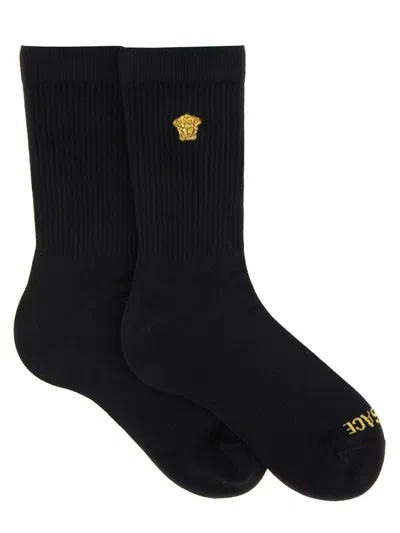 Versace Socks With Logo In Black