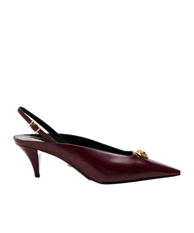 Versace La Medusa Slingback Pumps 55 Mm In Burgundy