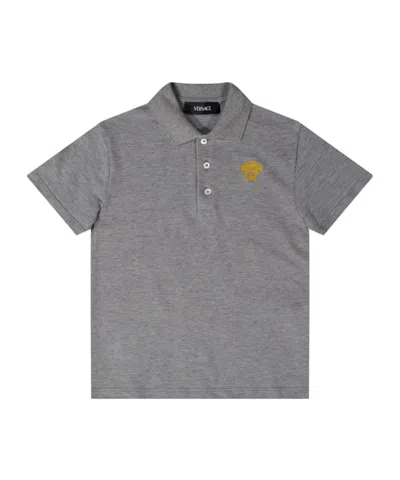 Versace Solid Color Polo Shirt In Gray