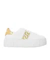 Versace La Greca Embroidered Platform Sneakers In White